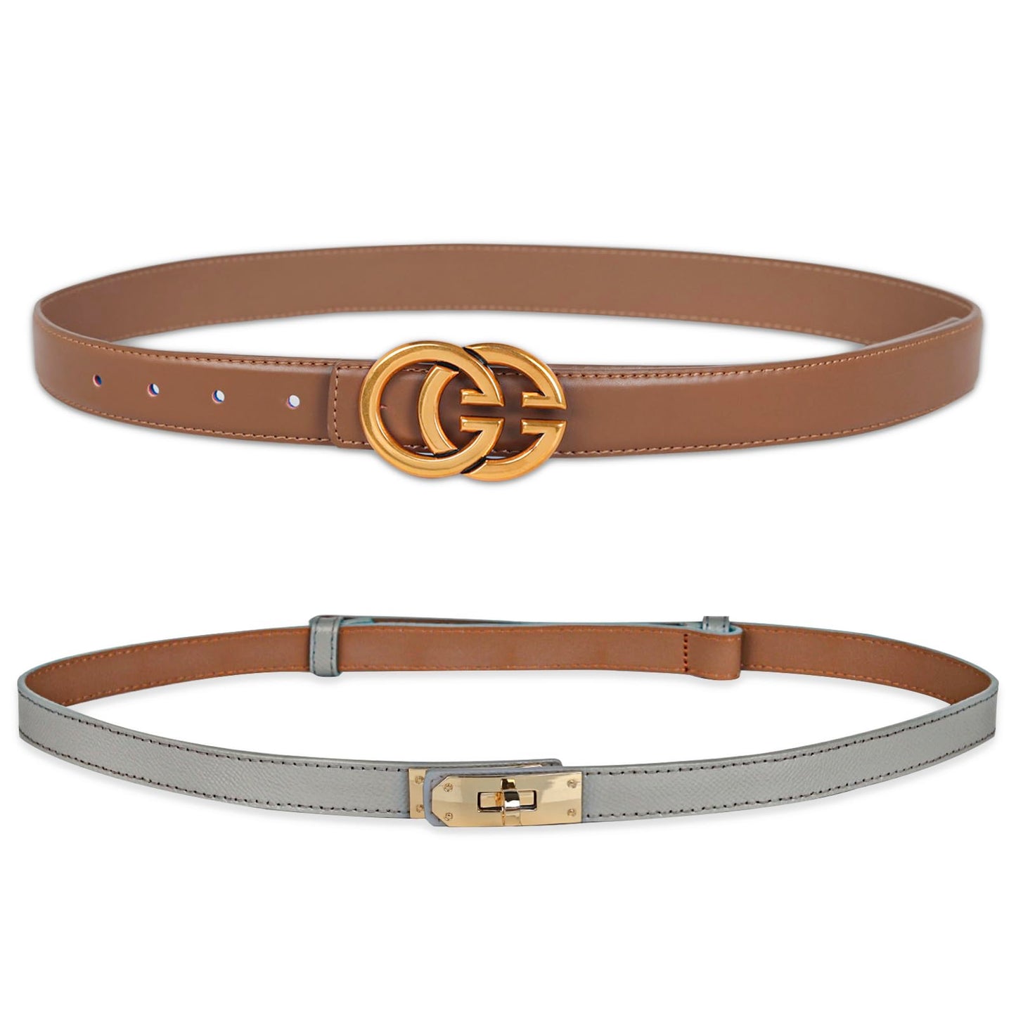 HOTAurolran Women's Leather Belt with Buckle - Ideal for Dresses, Jeans, and Coats
