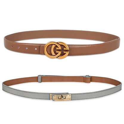 HOTAurolran Women's Leather Belt with Buckle - Ideal for Dresses, Jeans, and Coats