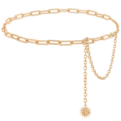 HOTWHIPPY Metal Waist Chain Belt Women Adjustable Body Link Belts Ladies Fashion Chain for Jeans Dress