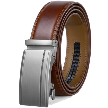 HOTFounders & C Men's Ratchet Belt 1 3/8",Leather Dress Belt Adjustable with Click Sliding Buckle Trim to Exact Fit