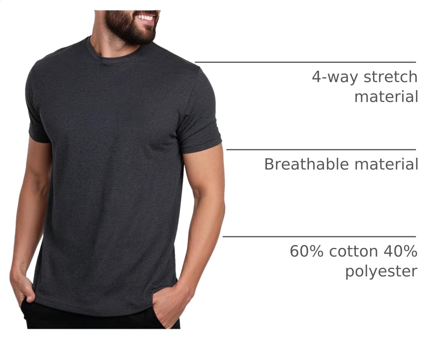 HOTMens T Shirts Soft Cotton Crew Neck Athletic Fit Casual Tees S-4XL | Soft cotton blend casual tee shirts with 4-way stretch - tag-free athletic fit for gym, work & casual wear. A go-to gift.