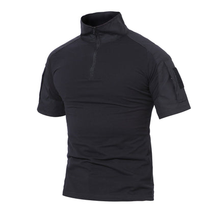 HOTMAGCOMSEN Men's Tactical Military Shirts 1/4 Zip Short Sleeve Slim Fit | Combat, Work, Hiking, Camping, Outdoor, Army Shirt