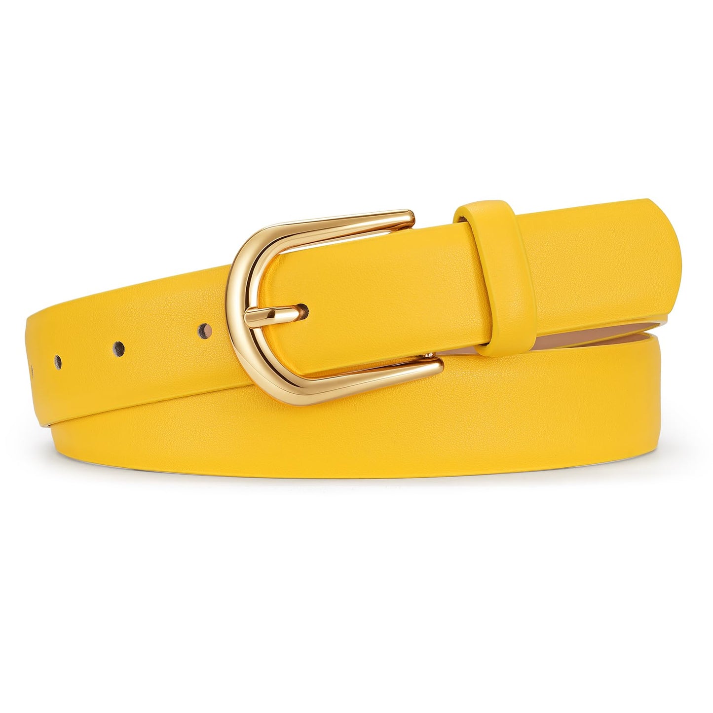 HOTJASGOOD Leather Belt Women Belts for Jean Pants with Gold Buckle Fashion Ladies Waist Belt