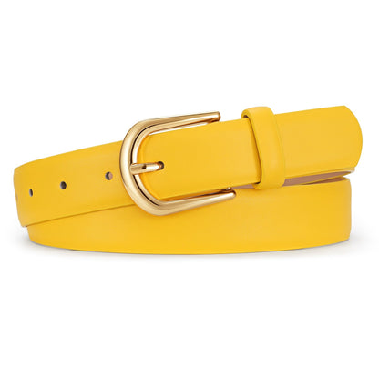 HOTJASGOOD Leather Belt Women Belts for Jean Pants with Gold Buckle Fashion Ladies Waist Belt
