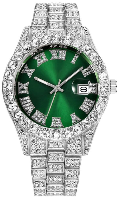 HOTHip Hop Watches for Men Iced-Out Bling Diamond Luxury Quartz Watches with Date