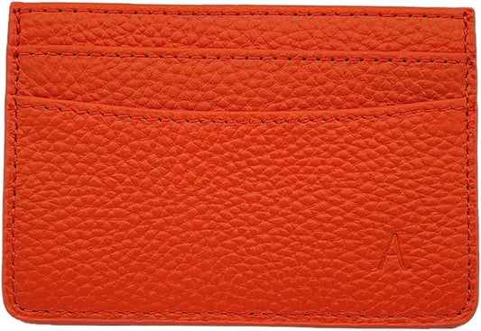 HOTAphrona | Leather 3-Pocket Wallet Slim Card Holder | Leather Card Holder for Men and Women | Leather Card Wallet | Leather Card Case | Luxurious Pocket Slim Card Holder (Orange)