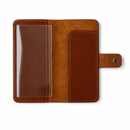 HOTGenuine Brown Leather Checkbook Cover with Divider - Slim Bifold Check Book Wallet for Men & Women, Secure Snap Closure, Fits Standard US Checkbooks 3.5 x 7 Inch