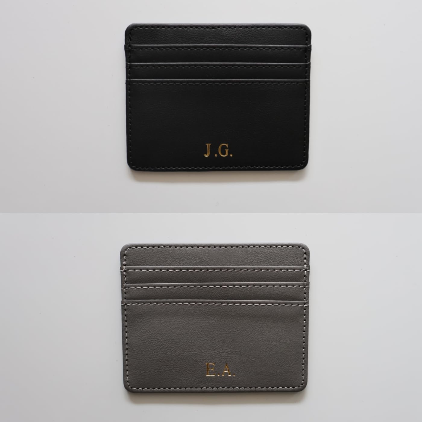 HOTCustom Embossed Cardholder – Personalized Initials or Name Leather Wallets | Slim Wallet with 3 Pockets for IDs and Bank Cards, Monogram Gift