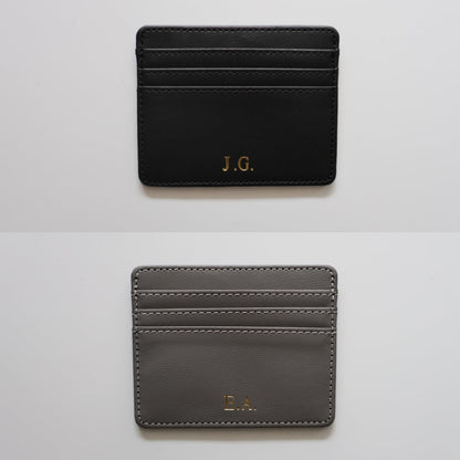 HOTCustom Embossed Cardholder – Personalized Initials or Name Leather Wallets | Slim Wallet with 3 Pockets for IDs and Bank Cards, Monogram Gift
