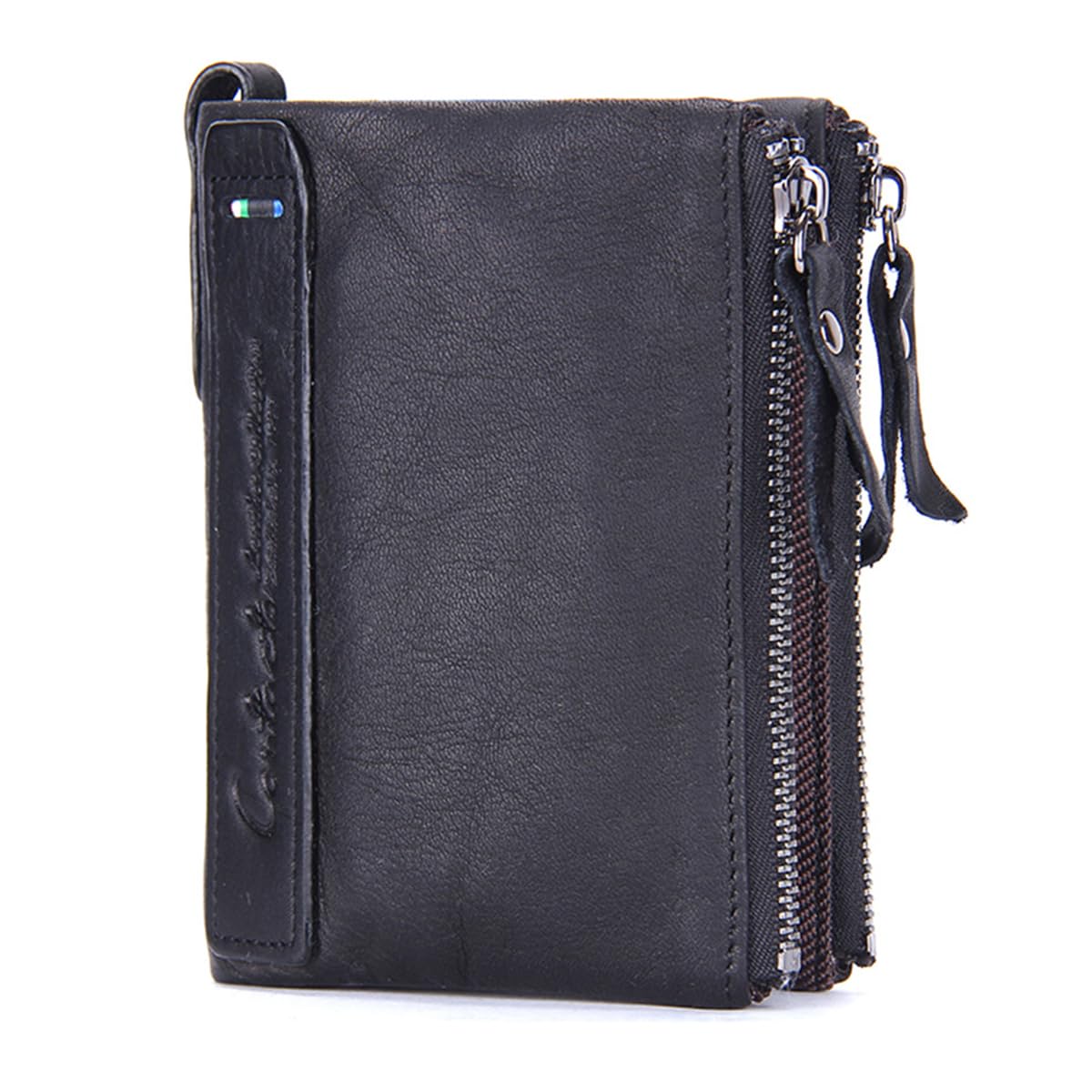 HOTCONTACTS Soft Leather Wallet for Women Small Bifold Coin Purse Double Zipper Card Holder with RFID Blocking (Rose Tan)