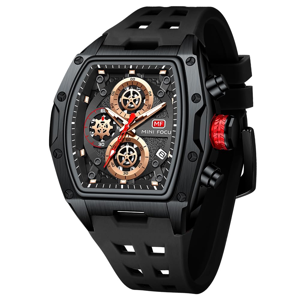 HOTMF MINI FOCUS Men Watches Unique Casual Wrist Watches (Chronograph/Waterproof/Luminous/Calendar) Silicon Band Fashion Watches for Men