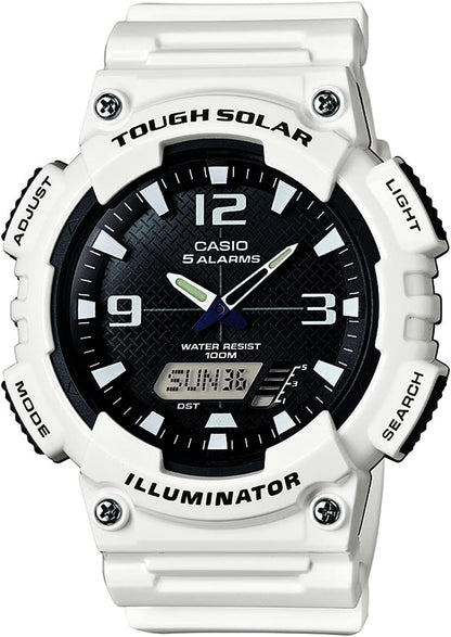 HOTCasio AQS800W Series | Analog Digital Watch | 100M WR | Solar Powered | 1/100 SEC Stop Watch | 6-Language Day of The Week Indicator | Countdown Timer | LED Light | Multi Alarm