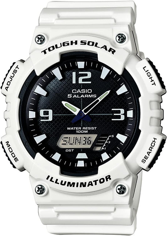 HOTCasio AQS800W Series | Analog Digital Watch | 100M WR | Solar Powered | 1/100 SEC Stop Watch | 6-Language Day of The Week Indicator | Countdown Timer | LED Light | Multi Alarm