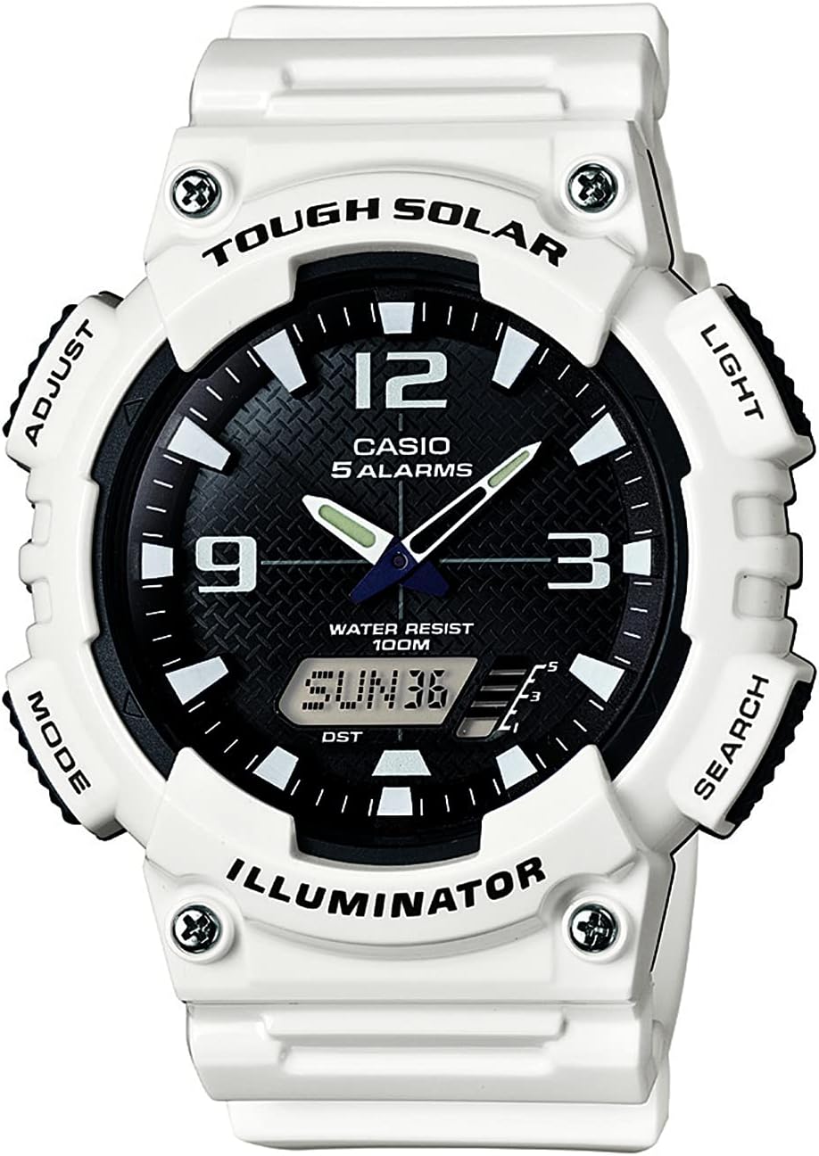 HOTCasio AQS800W Series | Analog Digital Watch | 100M WR | Solar Powered | 1/100 SEC Stop Watch | 6-Language Day of The Week Indicator | Countdown Timer | LED Light | Multi Alarm