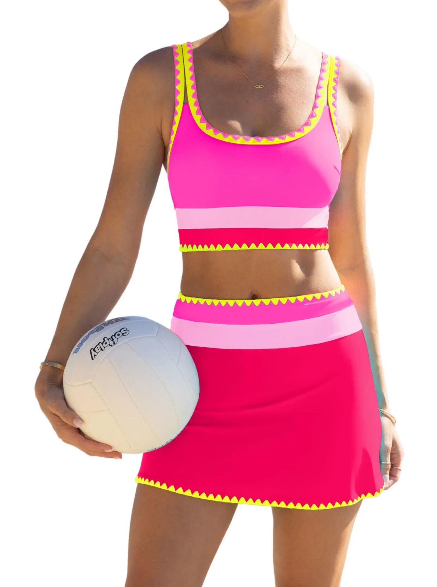 HOTpopvil High Waisted Bikini Sets for Women Tummy Control Swimsuits 3 Piece Bathing Suits Neon Swimwear with Skirt 2026