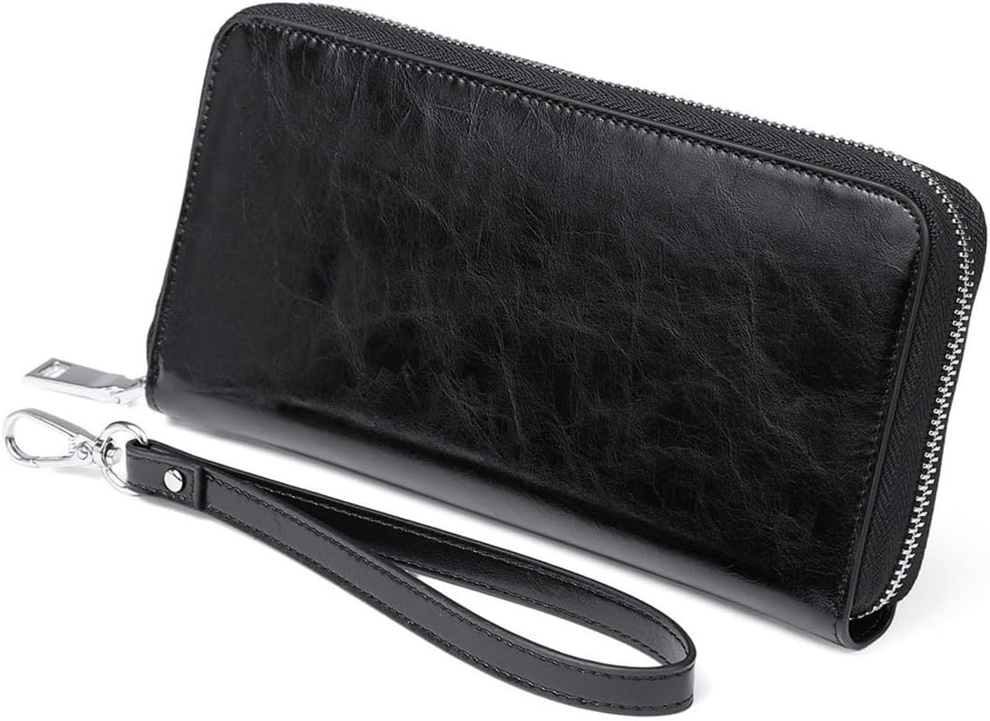 HOTWallets for Women RFID Blocking Leather Zip Around Wristlet Clutch Travel Purse