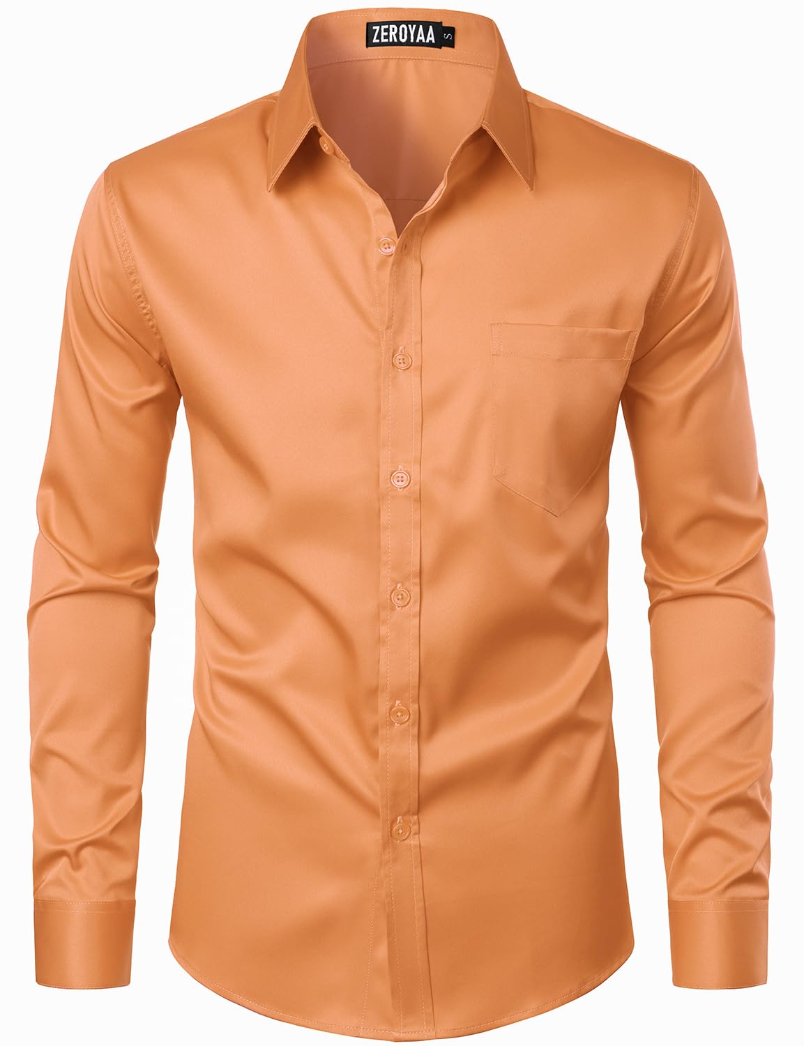 HOTZEROYAA Men's Urban Stylish Casual Business Slim Fit Long Sleeve Button Up Dress Shirt with Pocket