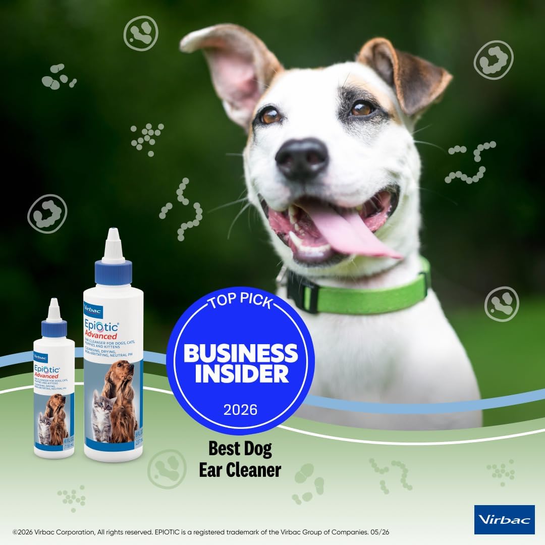 HOTEpiotic Advanced Ear Cleanser|Gentle Ear Cleanser for Dogs and Cats | Neutral pH routine dog ear wash and cat ear cleaner dries wet ears, cleanses wax & debris to smell fresh and clean
