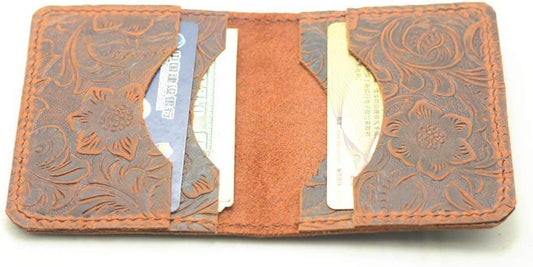 HOTPersonalized handmade Minimalist Bifold Wallet, Men's Minimalist Card Holder Distressed Leather Wallet