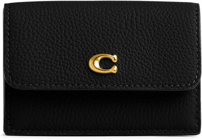 HOTCOACH Polished Pebble Leather Essential Mini Trifold Wallet Black One Size