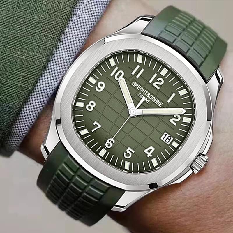 HOTSpecht & Söhne Watches for Men Japan Miyota 8215 Movement Watch Sport Movt Classic Automatic Mechanical Mens Wristwatch Rubber Strap Waterproof 40MM