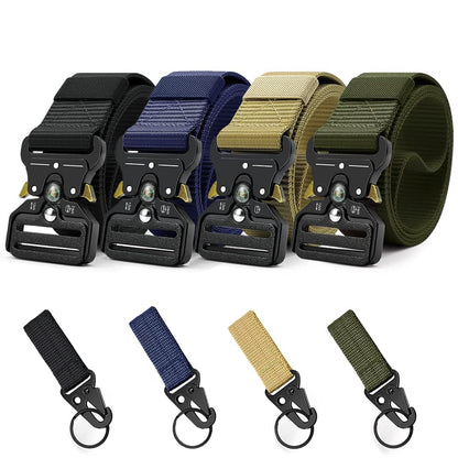 HOTTactical Belt Men 4 Pack, Compass Military Nylon Web Belt, Heavy Duty Belt Quick Release Metal Buckle Riggers Belt