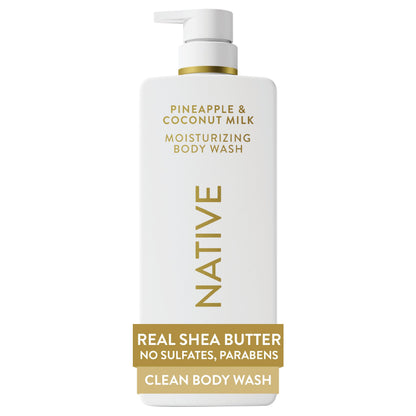 HOTNative Moisturizing Body Wash, Clean & Gentle 24-Hour Hydration with Shea Butter, for Sensitive and Dry Skin, for Women & Men, Sulfate-free, Paraben-free, Cocoa Butter & Vanilla, 22 fl oz