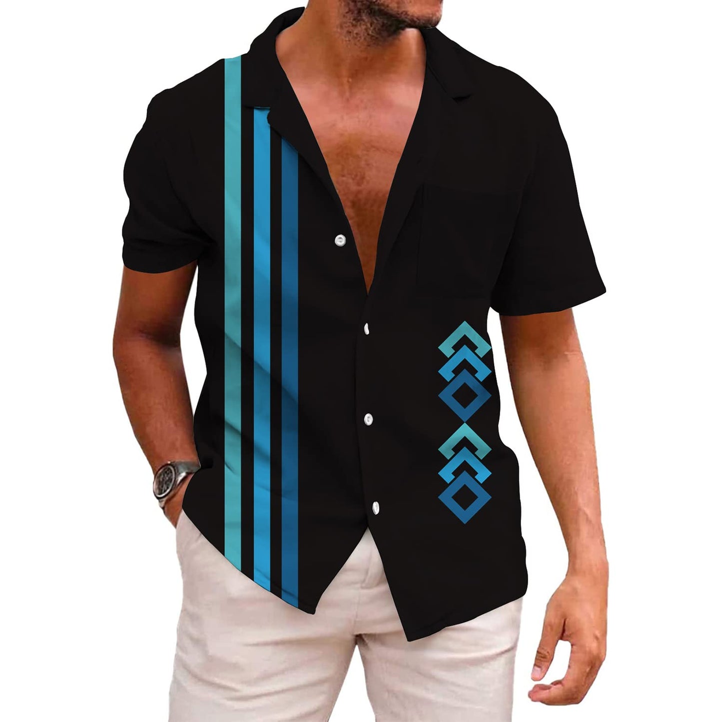 HOTKYKU Funky Hawaiian Shirt for Men Palm Beach Shirts Tropical Vacation Clothes