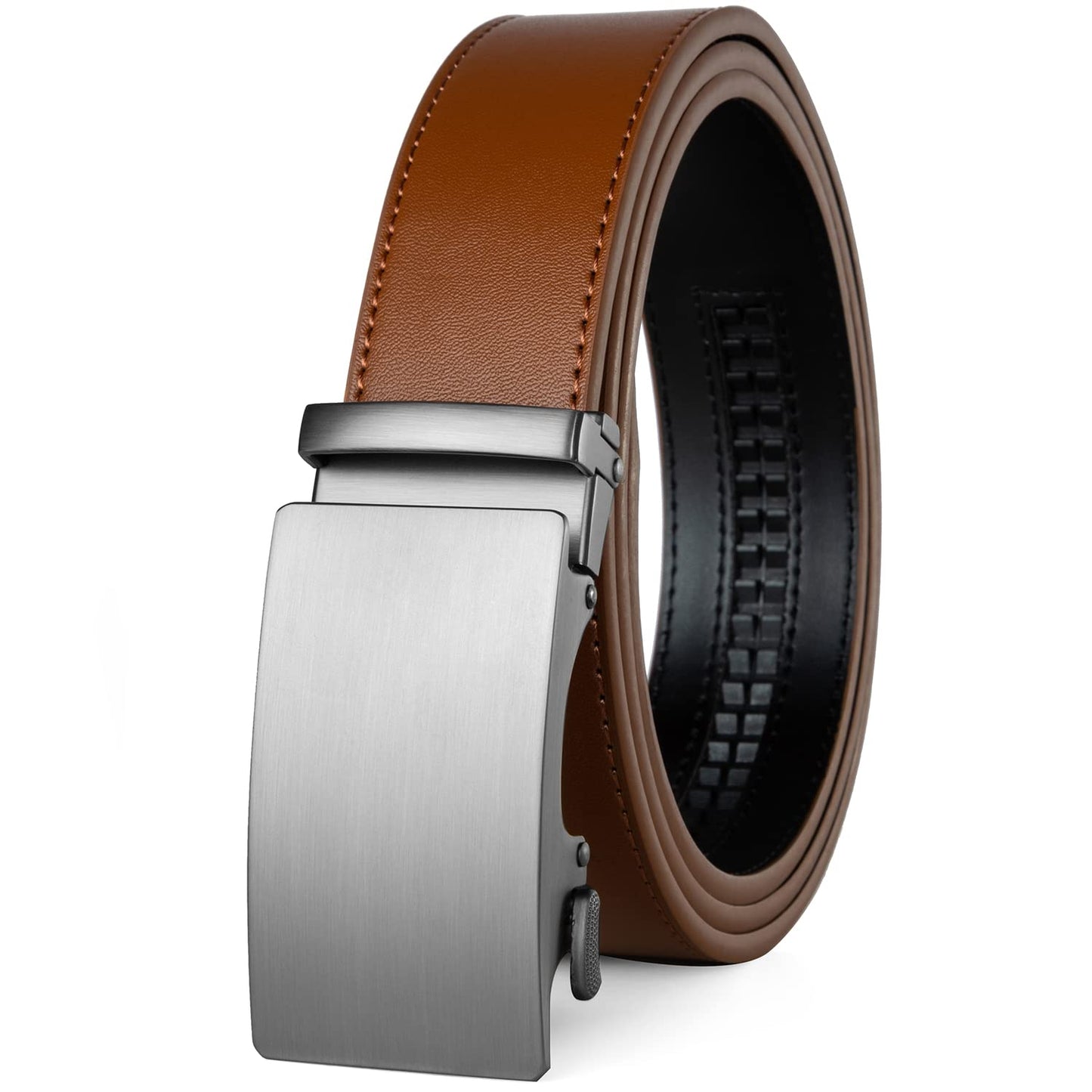 HOTFounders & C Men's Ratchet Belt 1 3/8",Leather Dress Belt Adjustable with Click Sliding Buckle Trim to Exact Fit