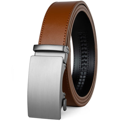HOTFounders & C Men's Ratchet Belt 1 3/8",Leather Dress Belt Adjustable with Click Sliding Buckle Trim to Exact Fit
