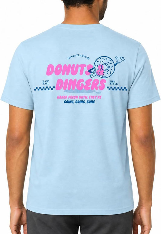HOTBaseball Lifestyle 101 Donut Tee for Men - White, Soft 60/40 Blend, Breathable, Side-Seamed T-Shirt, Adult Sizes S-XL