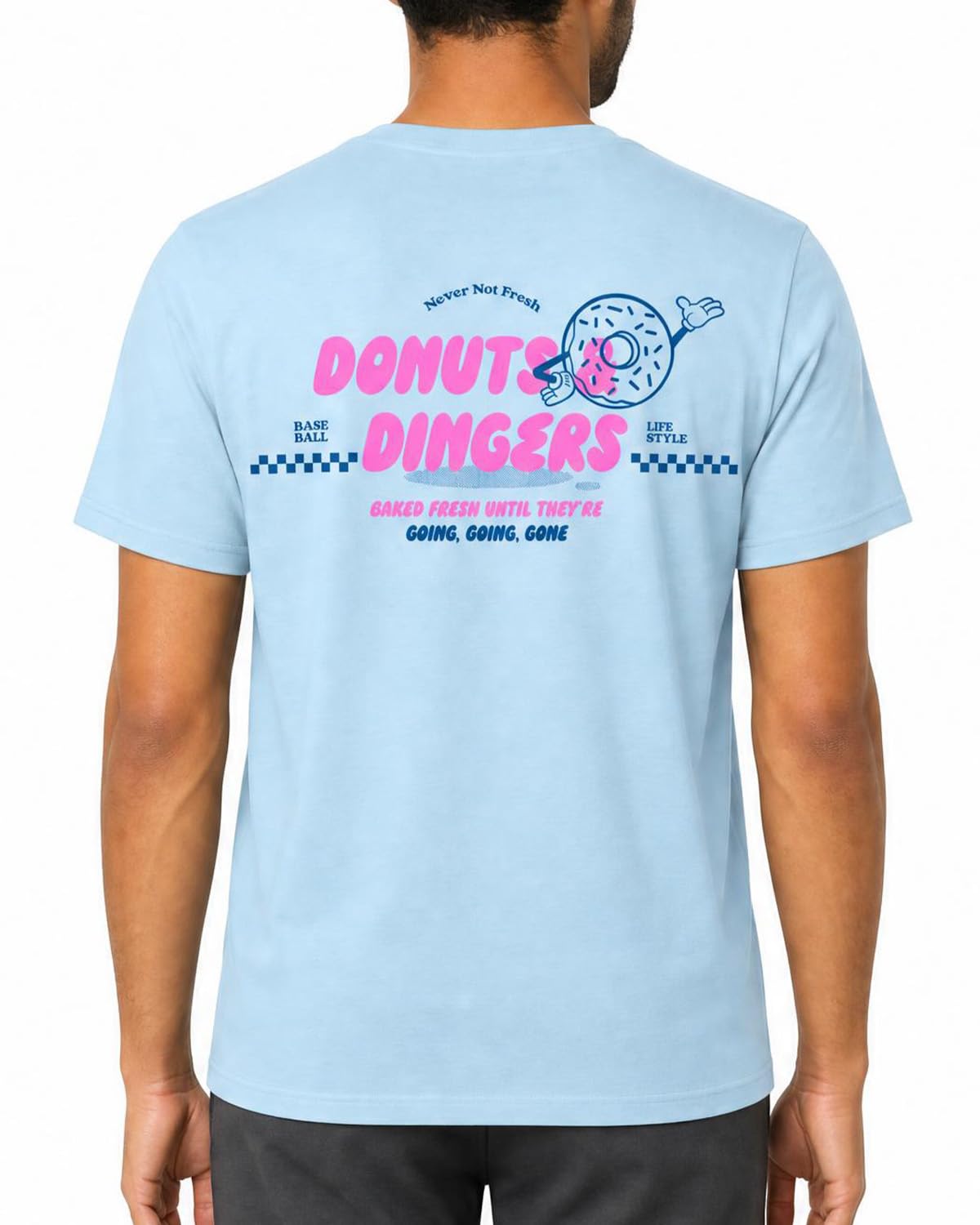 HOTBaseball Lifestyle 101 Donut Tee for Men - White, Soft 60/40 Blend, Breathable, Side-Seamed T-Shirt, Adult Sizes S-XL