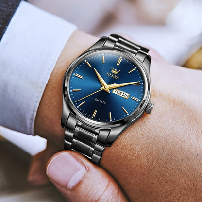 HOTOLEVS Mens Gold Watches Waterproof Stainless Steel Lightweight Watch with Date Classic Luxury Dress Watch for Men Gold White Blue Green Dial