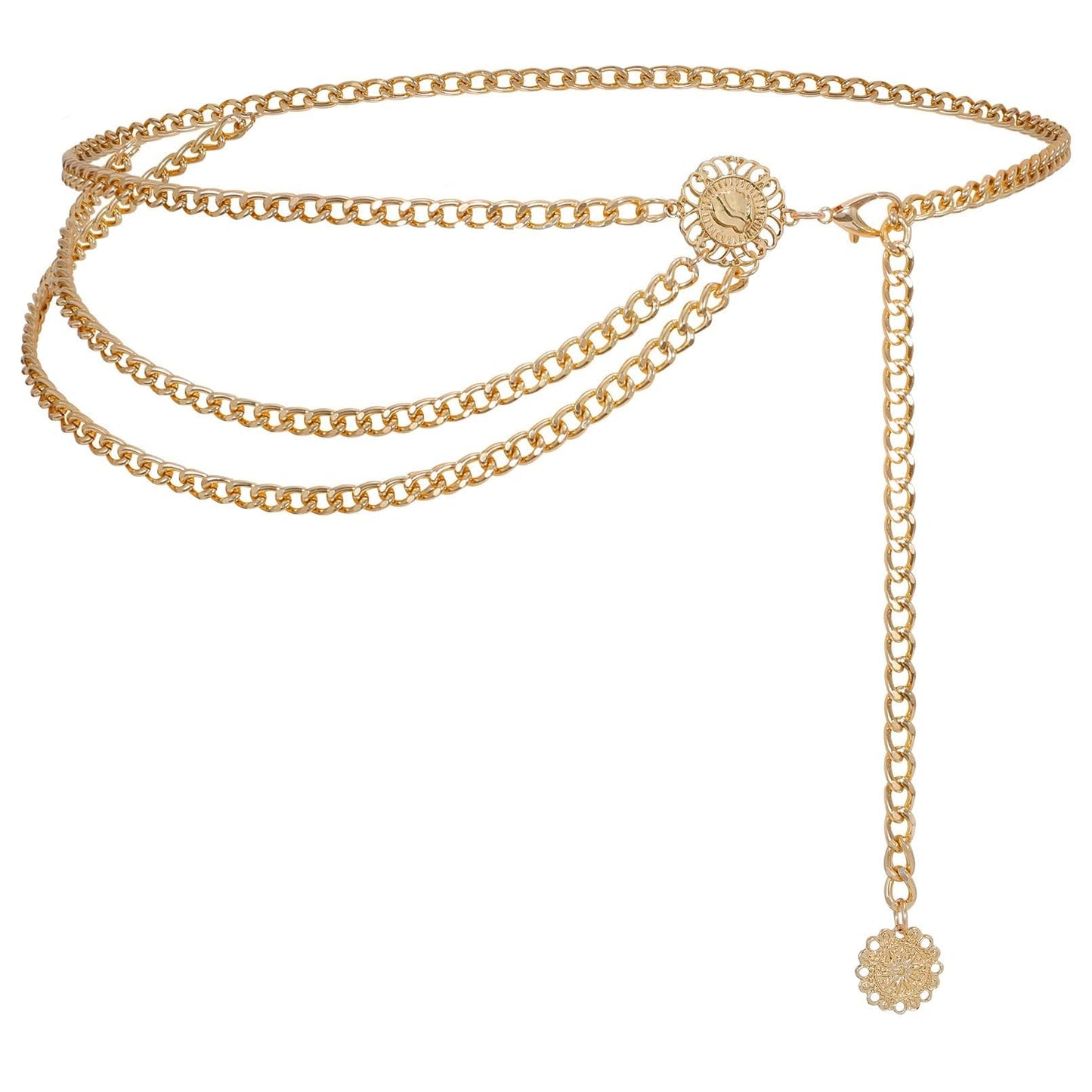 HOTWHIPPY Waist Chain Belt Women Ladies Adjustable Body Waist Link Belts for Jeans Dresses