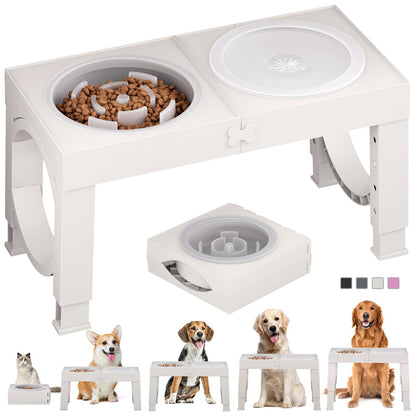 HOTXIAZ Elevated Dog Bowls Large Breed Raised Dogs Bowl Stand Large/Medium Sized Dog Stainless Steel Food Water Bowl Stands 5 Heights Adjustable 9/11/12/14in Black Pet Feeder Dish Station