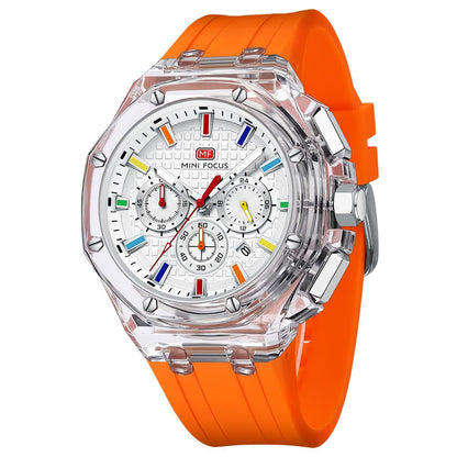 HOTMINI Focus Men Watches,Unique Transparent (Mutifunction/Light Weight/Calendar/Waterproof) Silicone Strap Fashion Wrist Watches for Men