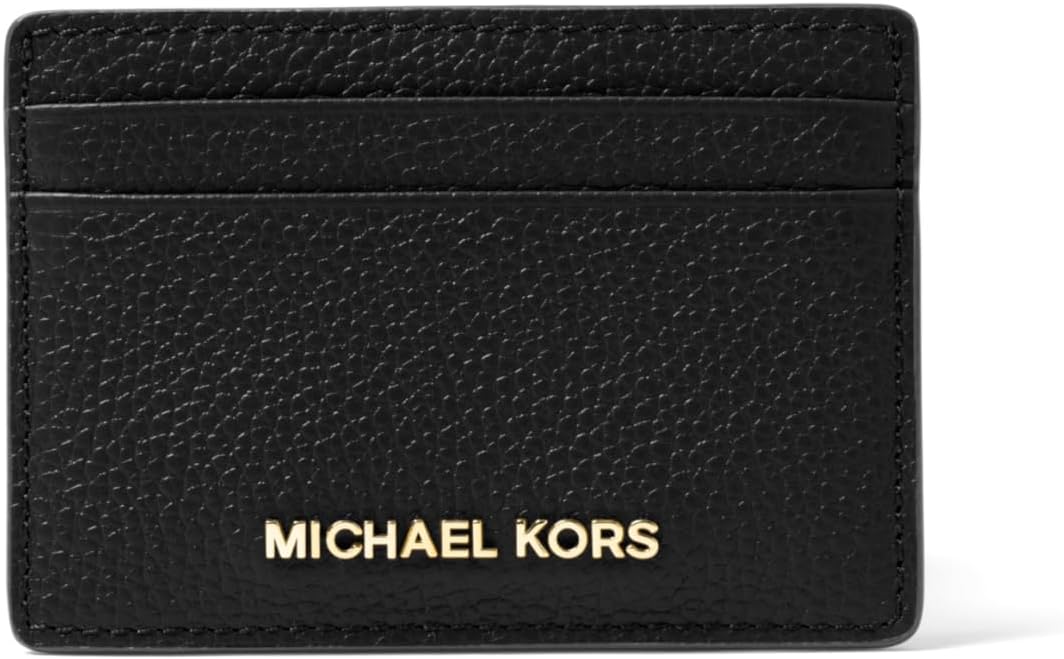 HOTMichael Kors Women's Jet Set Card Holder, Gold-Tone Hardware/Black, One Size