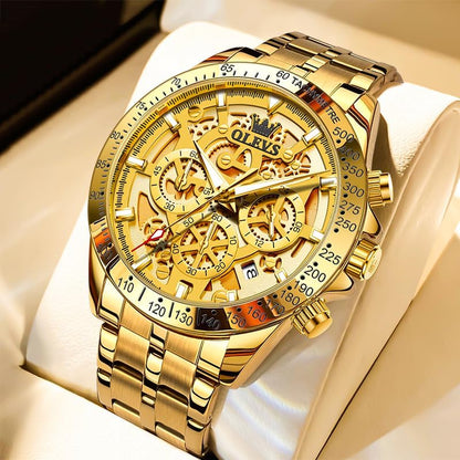 HOTOLEVS Watch for Men Skeleton Business Dress Stainless Steel Waterproof Luminous Mens Wrist Watch