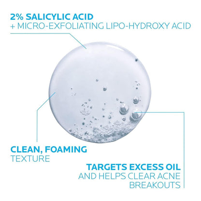 HOTLa Roche-Posay Effaclar Medicated Gel Cleanser, 2% Salicylic Acid Cleanser + LHA + Glycerin, Foaming Acne Face Wash, Helps Clear & Prevent Acne Breakouts, Oil Free, Targets Excess Oil