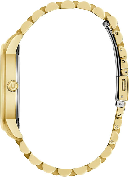 HOTBulova Men's Dress Classic Diamond Watch, 3-Hand Date Quartz Watch, Stainless Steel Bracelet, 41mm