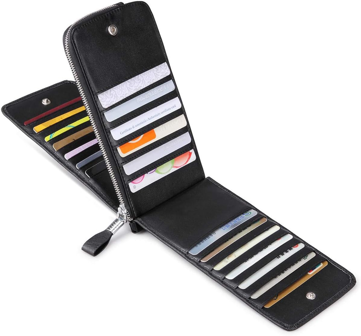 HOTWomen's Genuine Leather Credit Card Holder RFID Long Zipper Purse Wallet