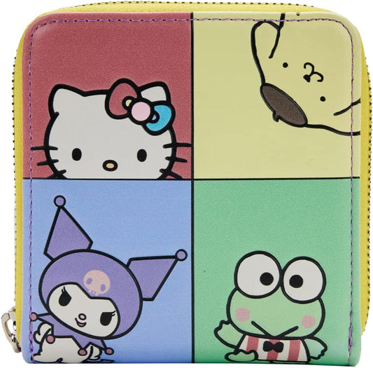 HOTLoungefly Hello Kitty and Friends Color Block Faux Leather Zip Around Wallet