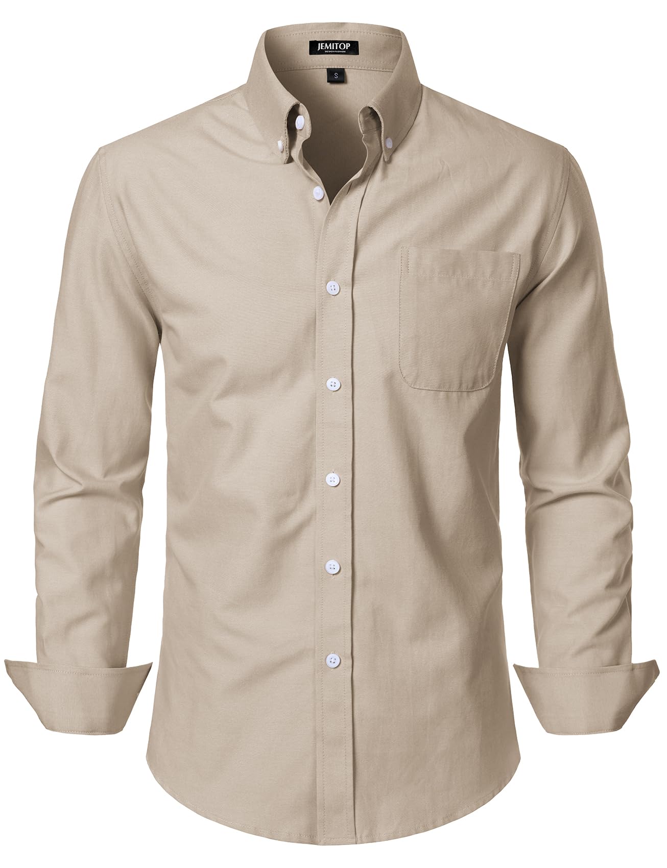 HOTJEMITOP Men's Classic Lightweight Oxford Button Down Collar Shirts Business Casual Long Sleeve Dress Shirt with Pocket