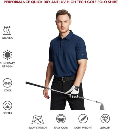 HOTMens Polo Shirts Short and Long Sleeve Casual Solid Stylish Dry Fit Performance Designed Collared Golf Polo Shirts for Men