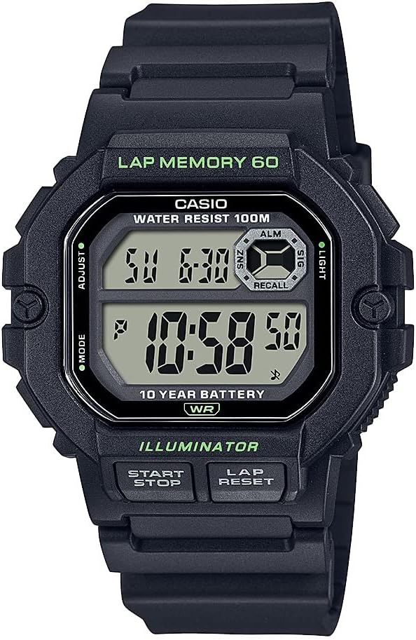 HOTCasio WS1300H Series | Digital Watch | 100 Meter Water Resistance | LED Backlight | 1/100 SEC Stopwatch | Tide Graph | Coundtown Timer | LED Light | Multi Function Alarms | 10 Year Battery