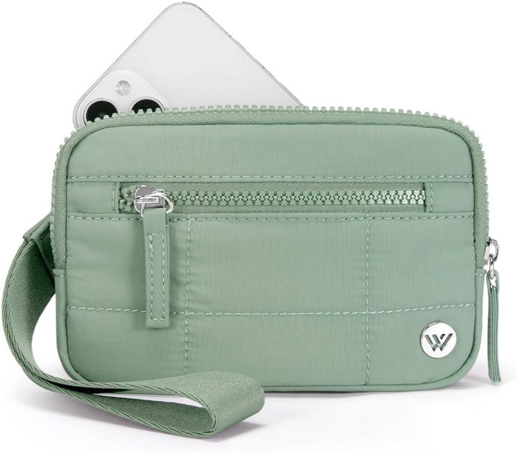 HOTWESTBRONCO Wristlet Wallets for Women Nylon Quilted RFID Wallet with 3 Zipper, Puffer Small Wallet for Women RFID Blocking Card Holder Wallets