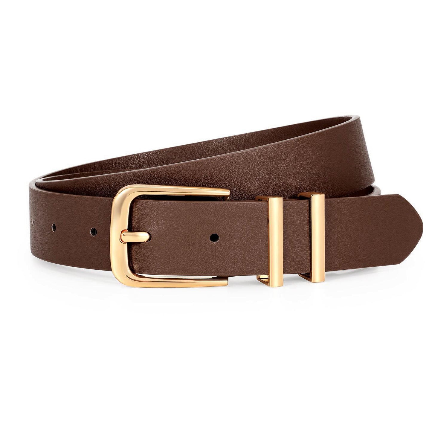 HOTVONMELLI Women's Soft Faux Leather Belt for Jeans Pants Dress Fashion Ladies Waist Belt with Gold/Silvery Buckle