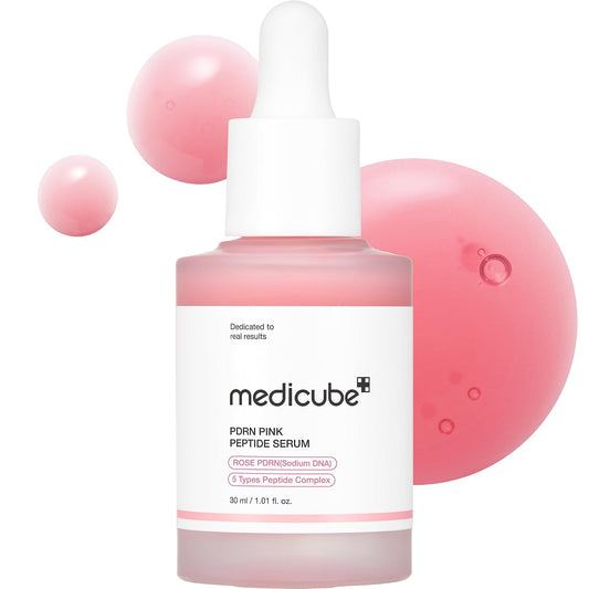 HOTmedicube PDRN Pink Peptide Serum with Rose PDRN | Vegan Pink Glow Serum with Peptides & Niacinamide for Hydration & Firm-Looking Skin | Uneven Tone Care | Korean Skincare, 1.01 fl. Oz