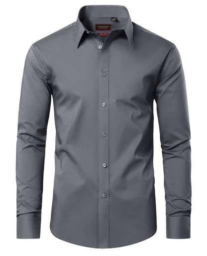 HOTLion Nardo Cotton Mens Dress Shirts Long Sleeve Wrinkle Free Business Casual Button Down Shirts Formal Shirts Big and Tall
