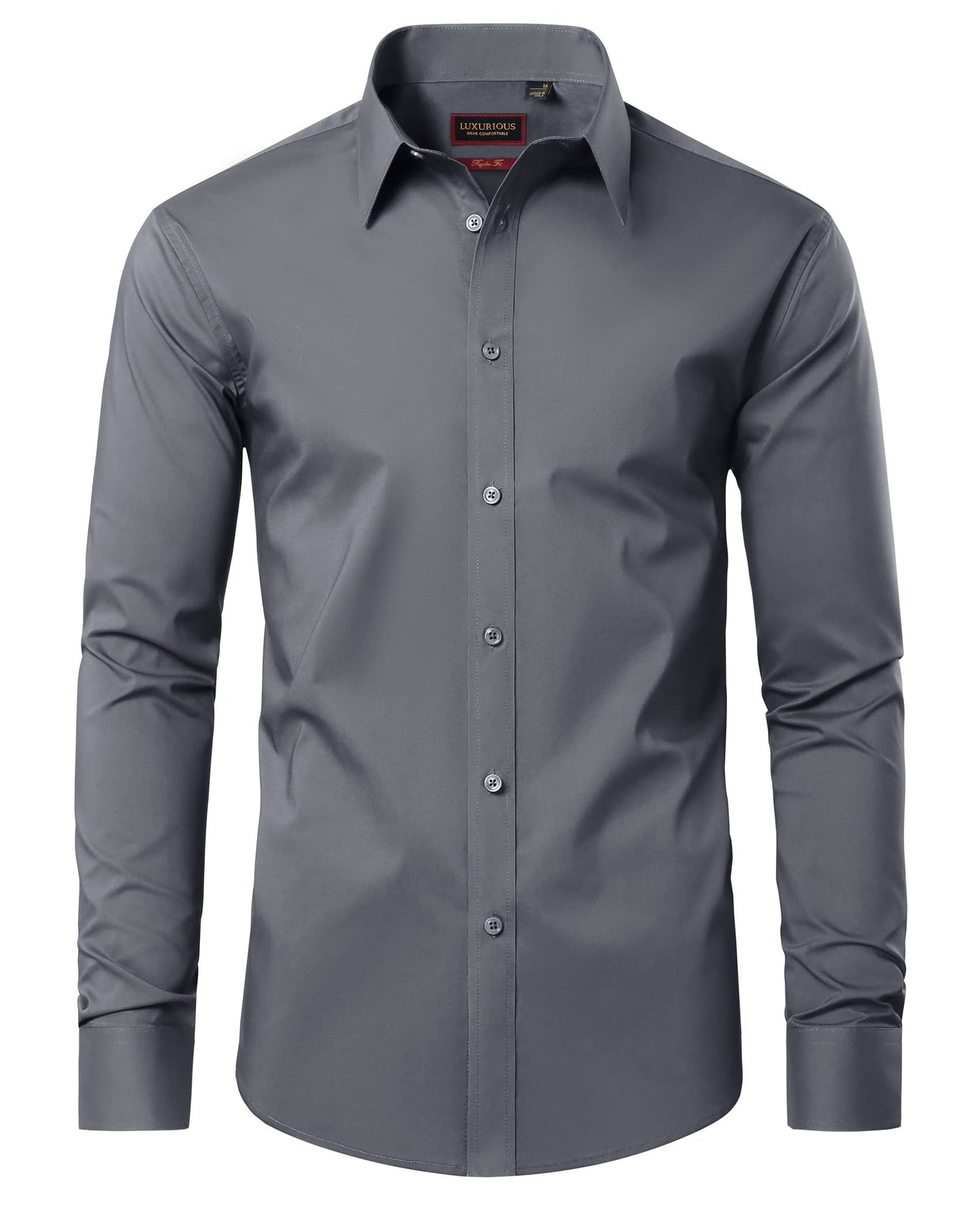 HOTLion Nardo Cotton Mens Dress Shirts Long Sleeve Wrinkle Free Business Casual Button Down Shirts Formal Shirts Big and Tall